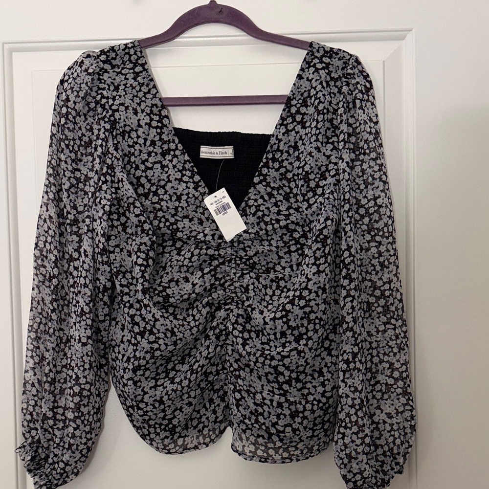 Abercrombie & Fitch Black Floral Blouse